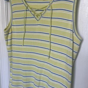 Striped Sleeveless Top - yellow and Blue